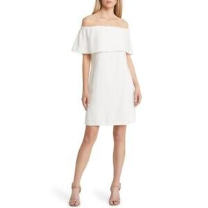 Charles Henry Ivory White Off Shoulder Ruffle Dress L NWT Bridal Bachelorette